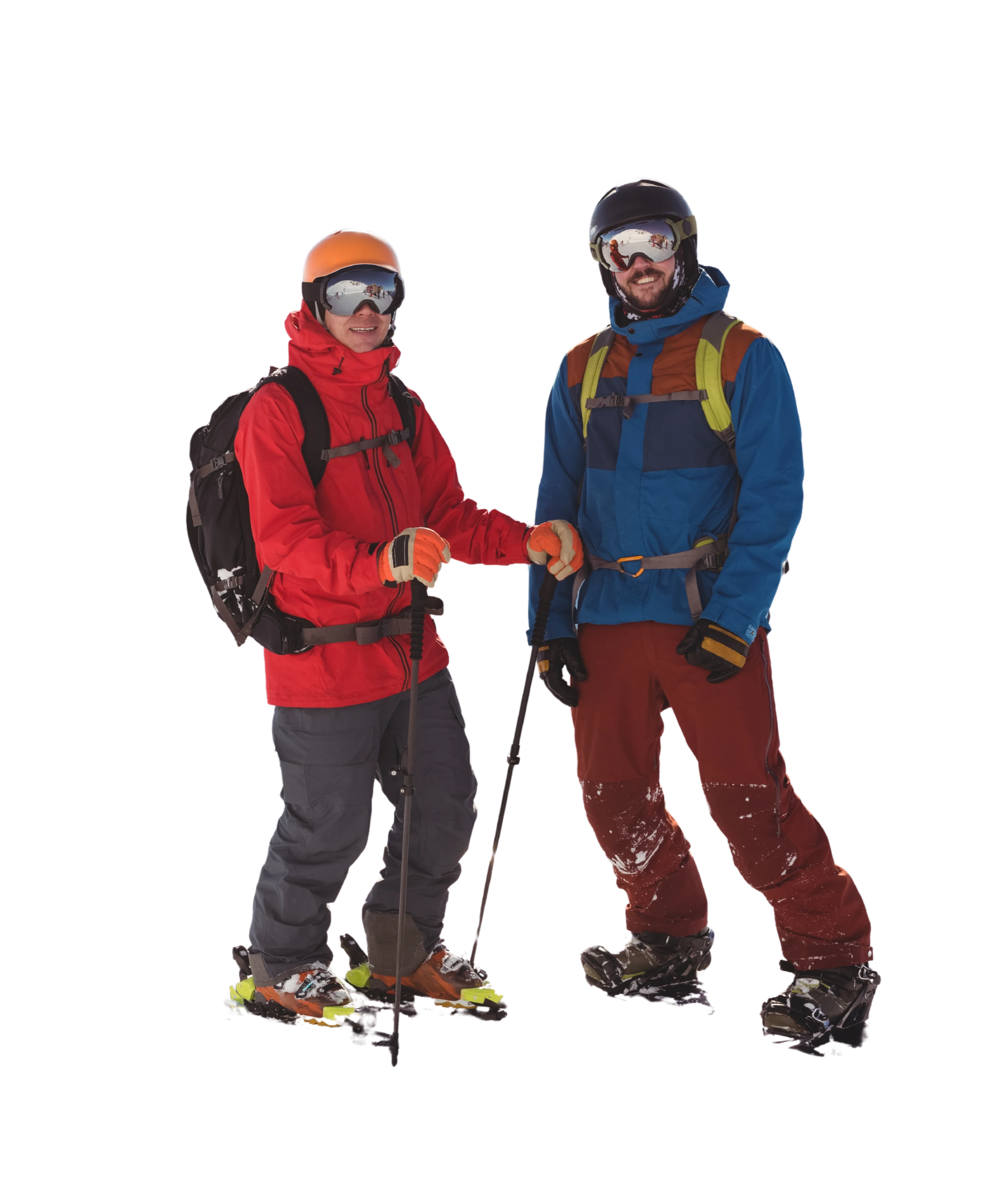 Famille sur les pistes à La Plagne – Paradiski, grand ciel bleu et montagnes enneigées