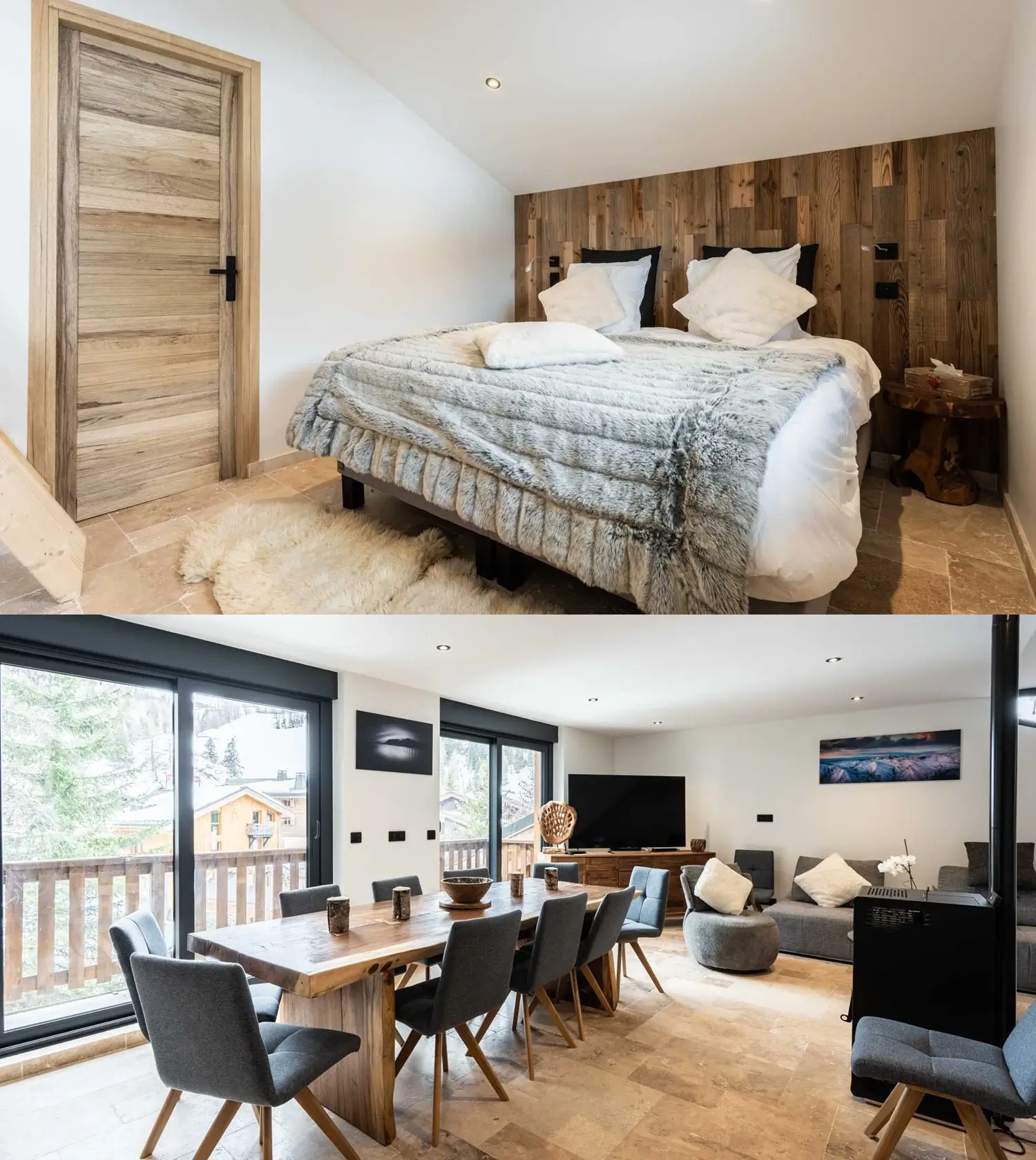 Linea Loft à Plagne 1800 — salon lumineux, mezzanines, skiroom privatif